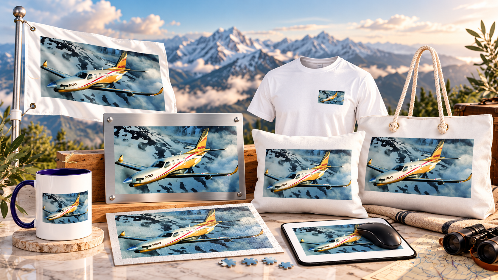 Alpine aviation merchandise showcase